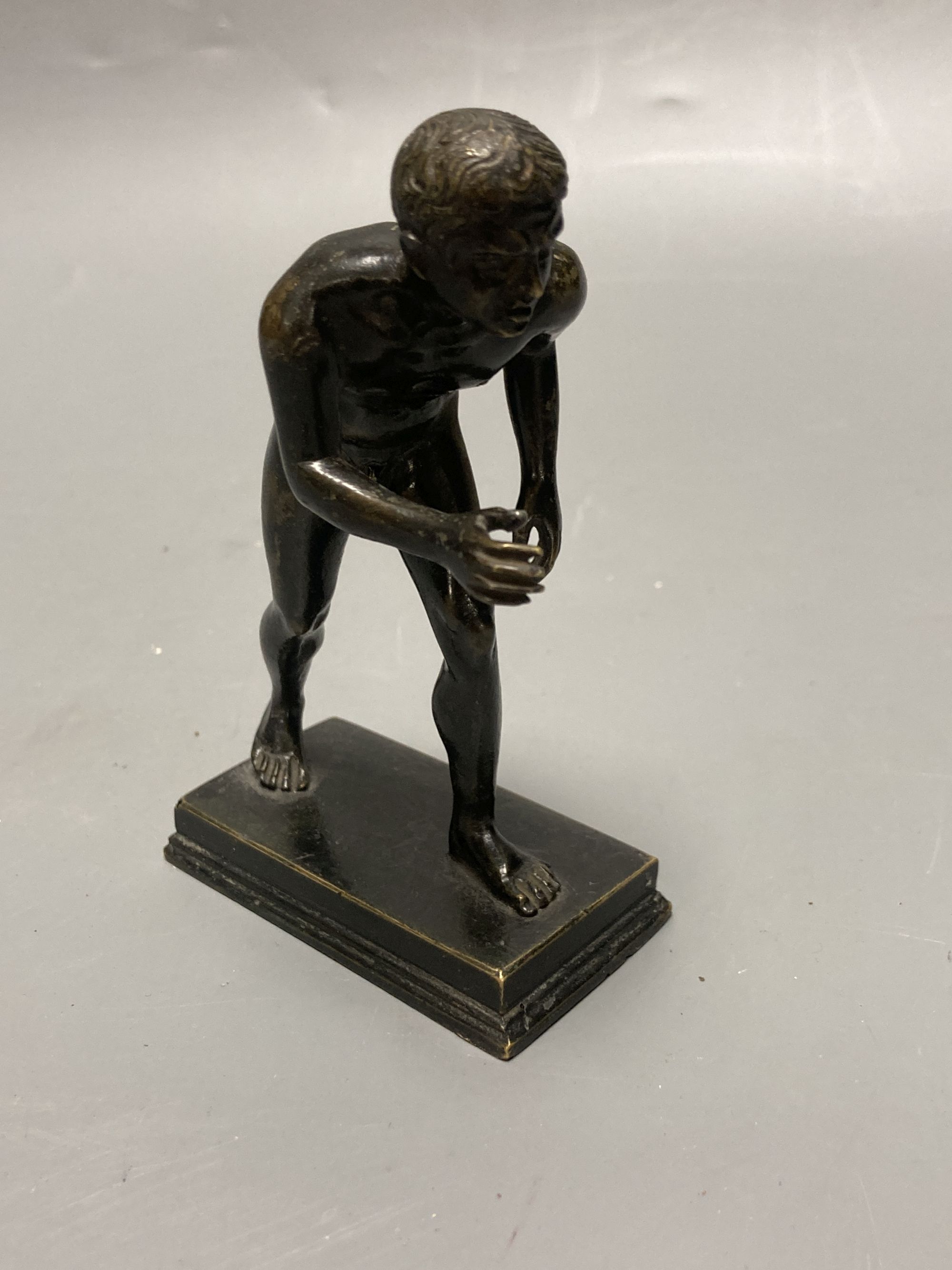 After the antique. A bronze of Arona and another of a Hermes, width 19cm height 19.5cm
